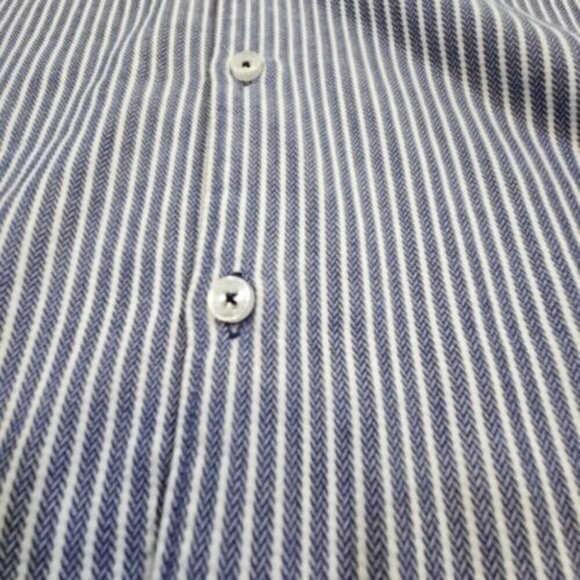 Jared Lang After Hours Shirt Men's XL Blue Cotton Herringbone Slim Fit Button-Up - Picture 13 of 16